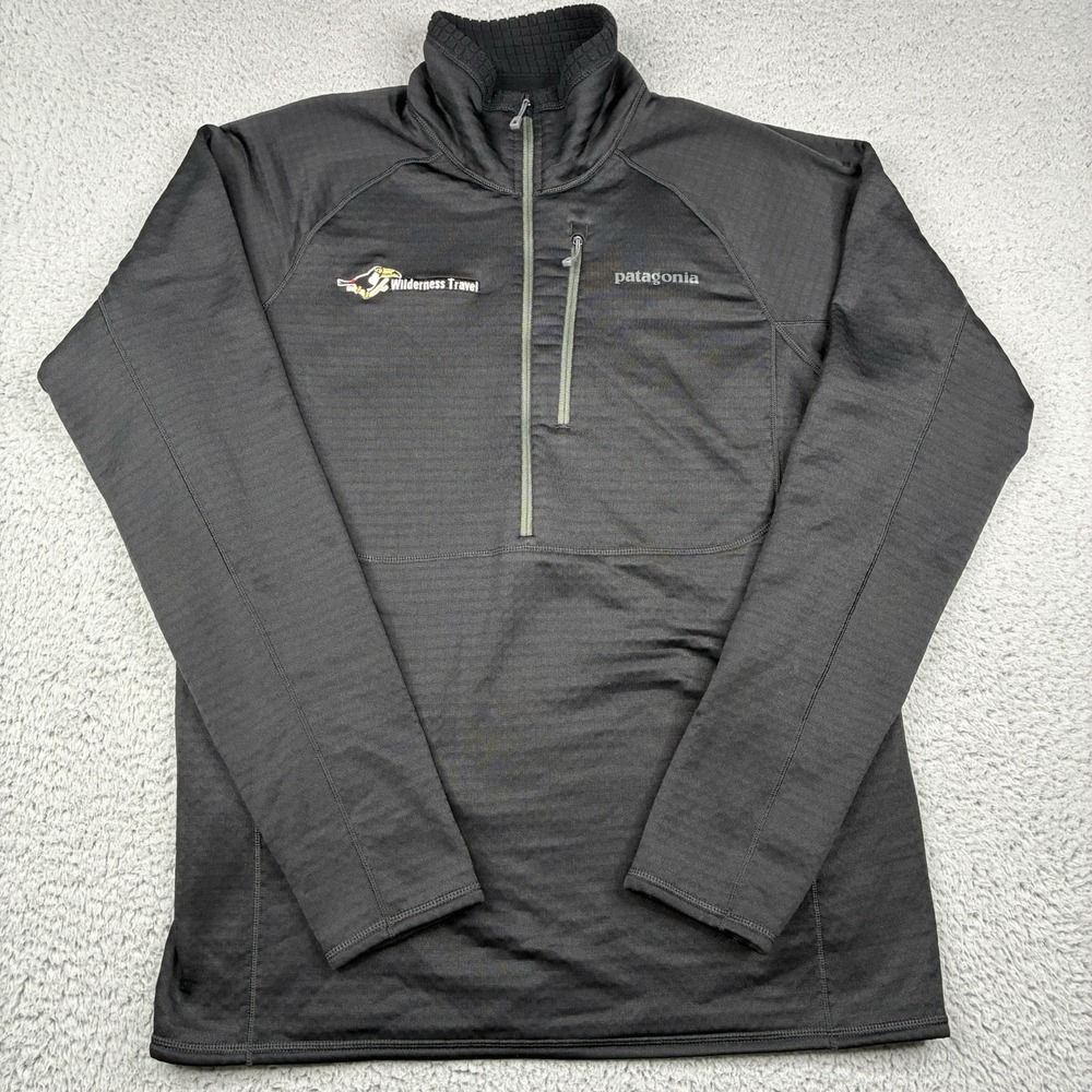 Patagonia R1 Regulator 1/2 Zip Grid Fleece Black Polartec Mens Medium Logo